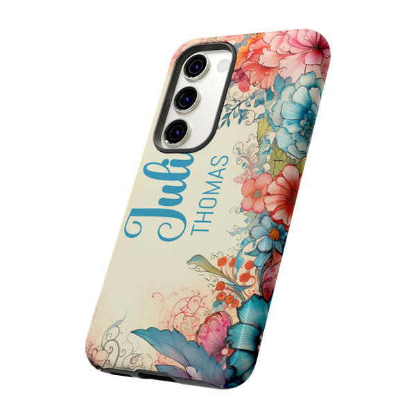 Personalized Floral Phone Case Custom Name Cover iPhone Samsung Pixel Gift