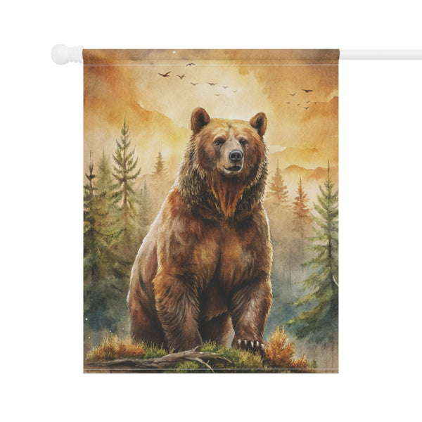 Majestic Forest Bear Garden Flag & Porch Banner Rustic Wildlife Decor Yard Art