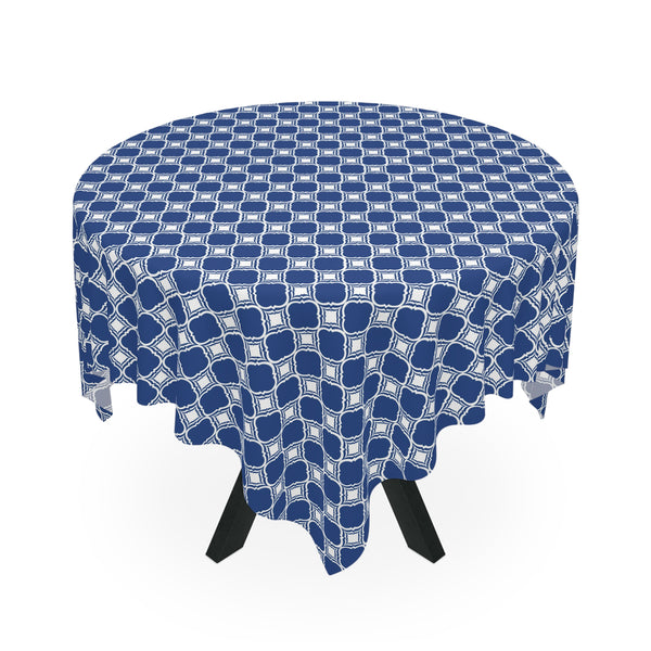 Blue and White Dot Pattern Tablecloth Home Décor