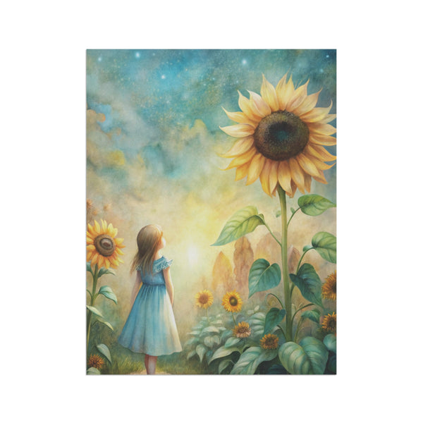 Sunflower Girl Dreamscape Garden Flag & Porch Banner Whimsical Decor