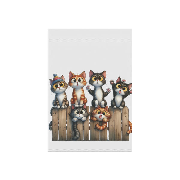 Cute Kittens on Fence Garden Flag & Porch Banner Cat Yard Decor Art