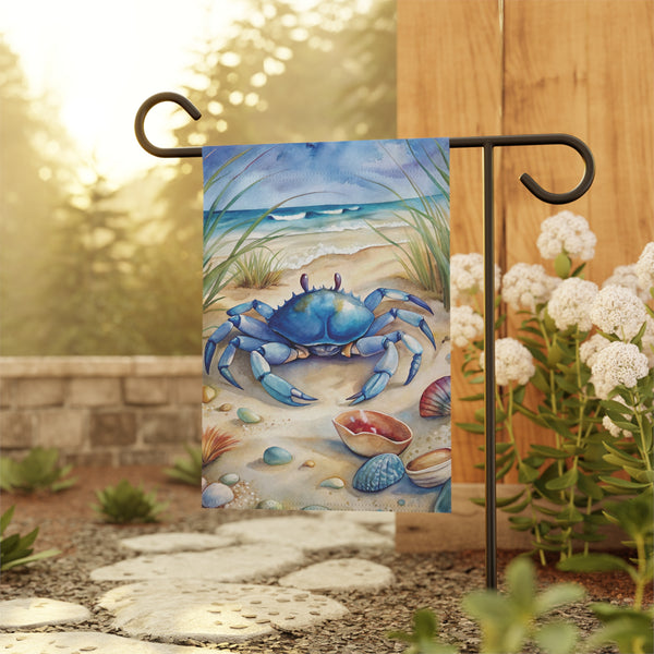 Blue Crab Beach Garden Flag & Porch Banner Coastal Nautical Yard Decor