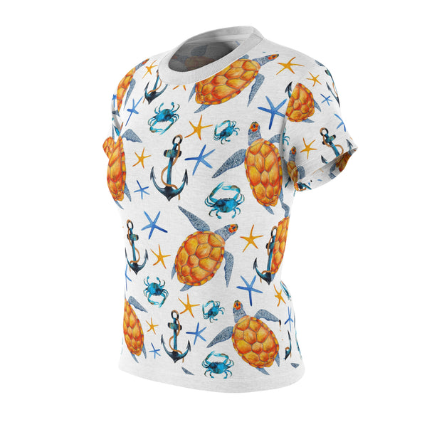 Sea Turtle Women's Cut & Sew Tee (AOP) Beach Theme Tropical Shirt