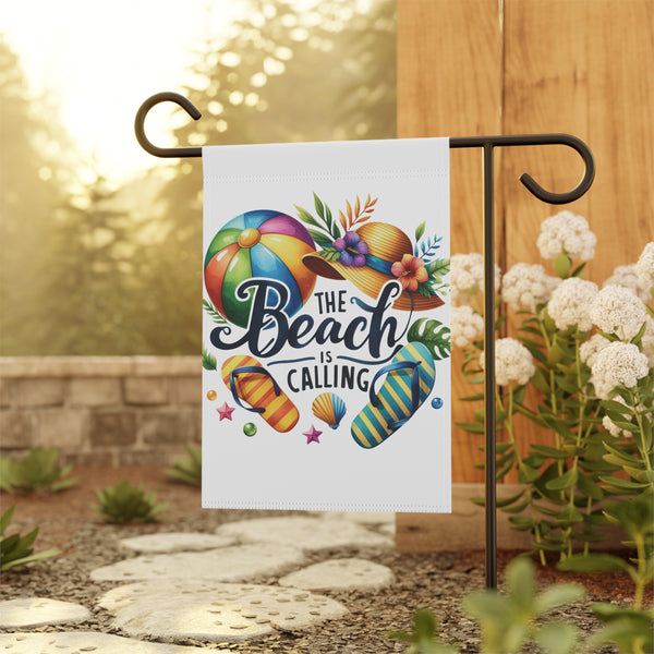 The Beach Is Calling Garden Flag Summer FlipFlop Porch Banner Coastal Yard Decor