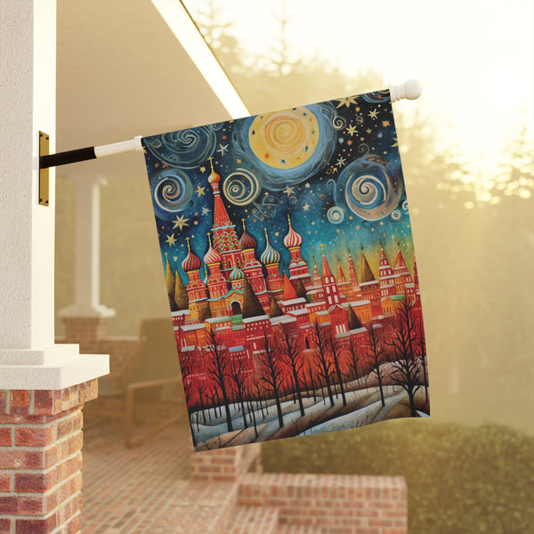 Moscow Russia St. Basil’s Cathedral Skyline Garden Flag & Porch Banner Yard Art