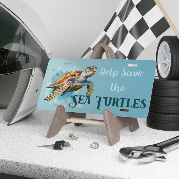 Save the Sea Turtle Vanity License Plate Ocean Lover Car Tag, Beach Life Gift