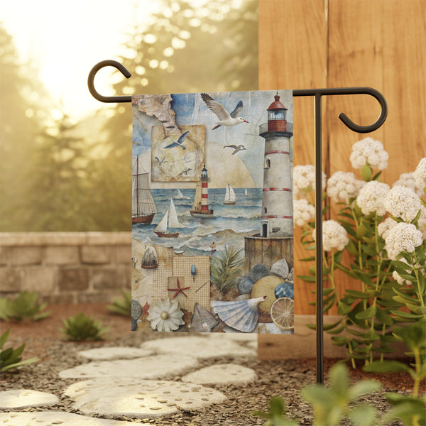 Nautical Lighthouse Garden Flag & Porch Banner Coastal Beach Yard Decor