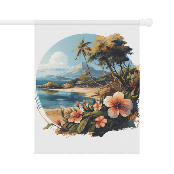 Tropical Island Beach Scene Garden Flag & Porch Banner Coastal Decor Yard Art