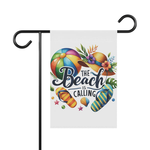 The Beach Is Calling Garden Flag Summer FlipFlop Porch Banner Coastal Yard Decor