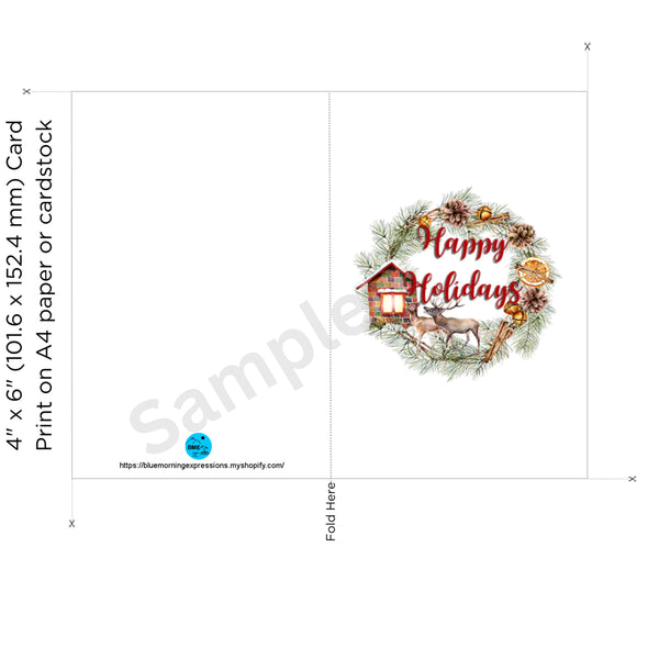 5 Print at Home Holiday Printable Greeting Cards Notecards Digital Download
