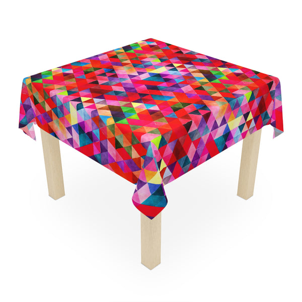 Bright Colorful Geometric Pattern Red Blue Tablecloth Décor