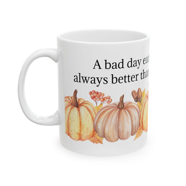 Pumpkin Pie Coffee Mug – Funny Fall Quote Cup, Autumn Ceramic, Dishwasher Safe