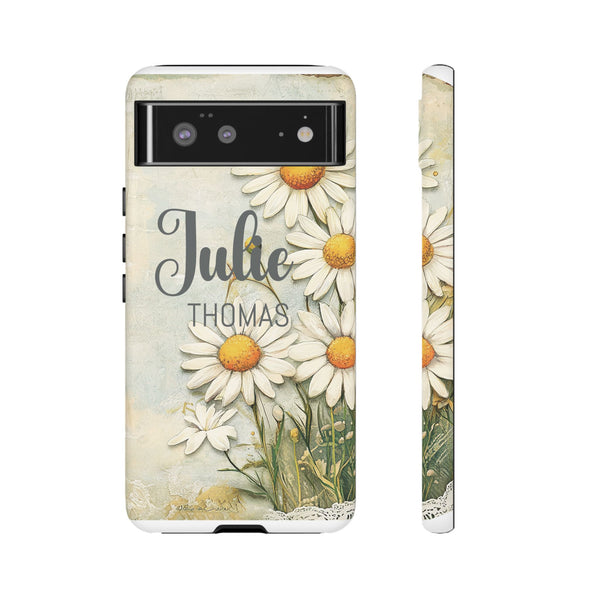 Personalized Floral Phone Case Custom Name Cover iPhone Samsung Pixel Gift