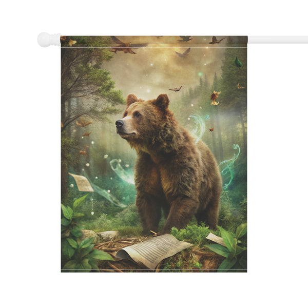 Mystic Forest Bear Garden Flag & Porch Banner Woodland Fantasy Decor