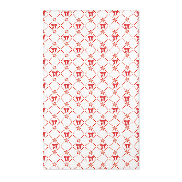 Christmas Red Bow Area Rugs Holiday Decor 3 Sizes Durable 