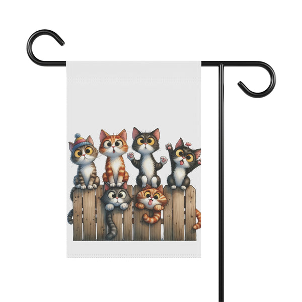 Cute Kittens on Fence Garden Flag & Porch Banner Cat Yard Decor Art