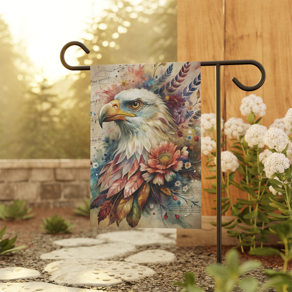 Bald Eagle Floral Garden Flag & Porch Banner Patriotic Yard Decor Art