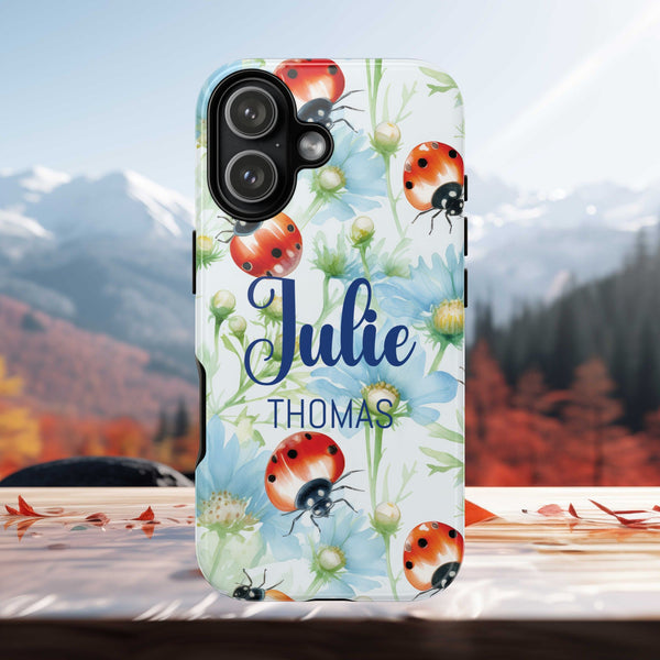 Personalized Ladybug Phone Case Custom Name Cover iPhone Samsung Pixel Gift
