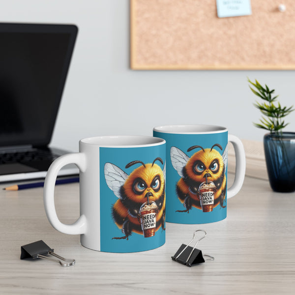 Grumpy Bee Coffee Mug – Funny Cute Insect Cup | Need Java Now Morning Gift