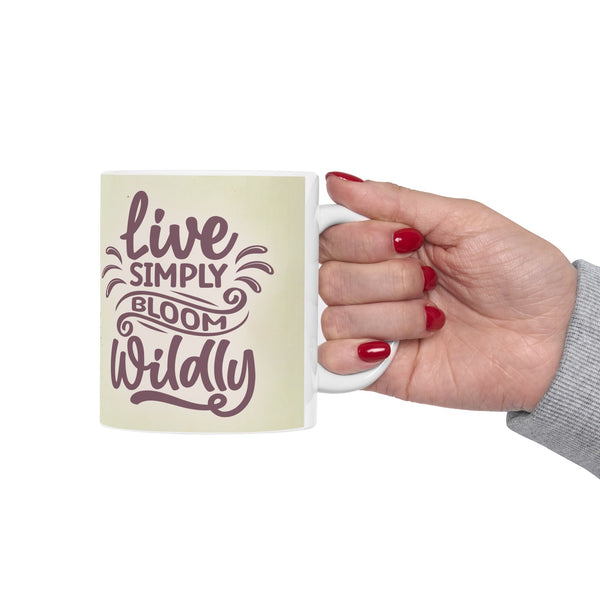 Floral Inspirational Mug – Live Simply Bloom Wildly Coffee Cup Gift for Women