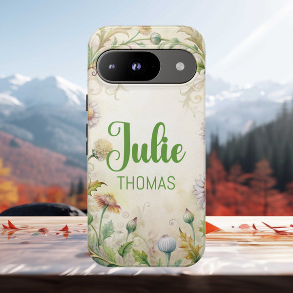 Personalized Floral Phone Case Custom Name Cover iPhone Samsung Pixel Gift
