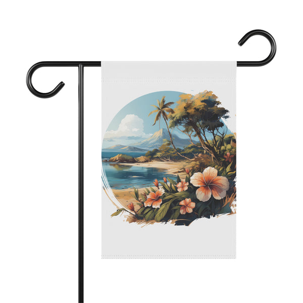 Tropical Island Beach Scene Garden Flag & Porch Banner Coastal Decor Yard Art