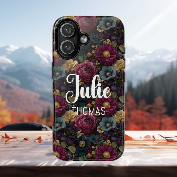 Personalized Flower Phone Case Custom Name Cover iPhone Samsung Google Gift