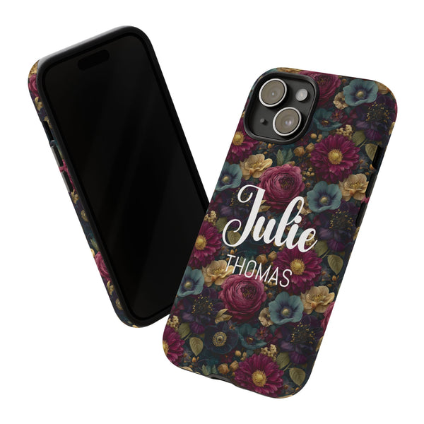 Personalized Flower Phone Case Custom Name Cover iPhone Samsung Google Gift