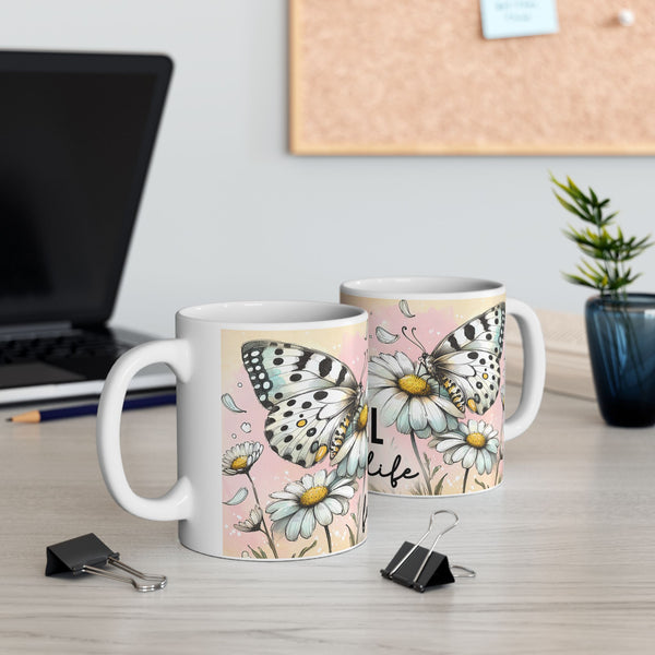 Floral Inspirational Mug I Feel Full of Life Coffee Cup Positive Gift for Women