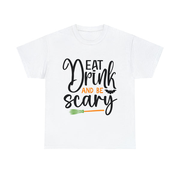 Eat Drink and Be Scary Halloween Unisex Heavy Cotton Tee 3 colors