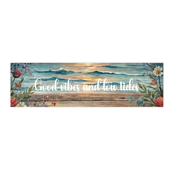 Good Vibes and Low Tides Bumper Sticker – Beach Coastal Car Decal Tropical Gift