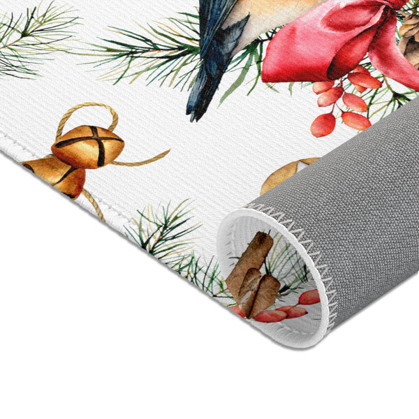 Christmas Home Decor Poinsettia Cookie Area Rugs 3 Sizes Durable 