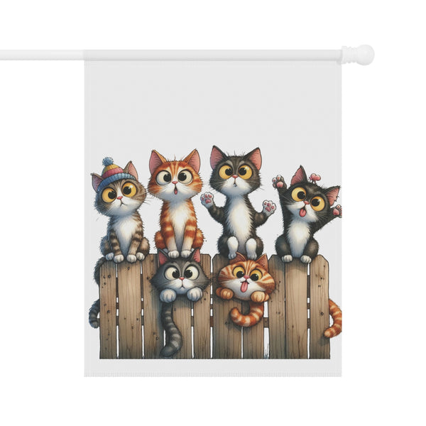 Cute Kittens on Fence Garden Flag & Porch Banner Cat Yard Decor Art