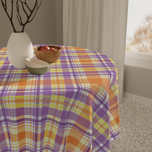 Orange Purple Plaid Tablecloth Décor Party Home Table Covering