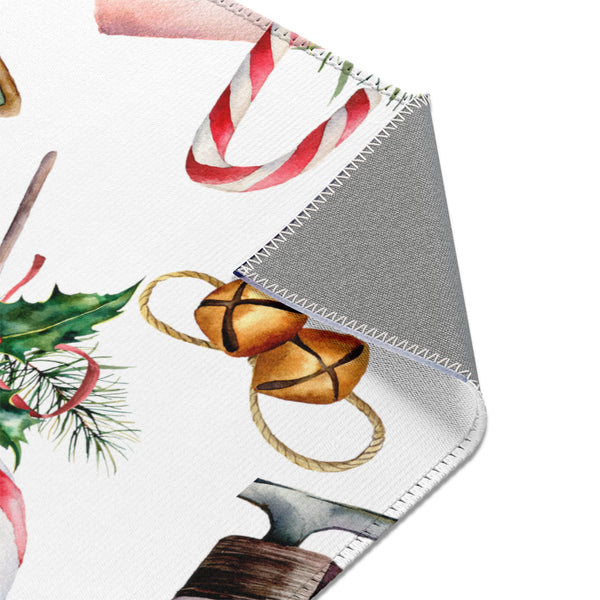 Christmas Décor Skates Candy Cane Area Rugs 3 Sizes Durable