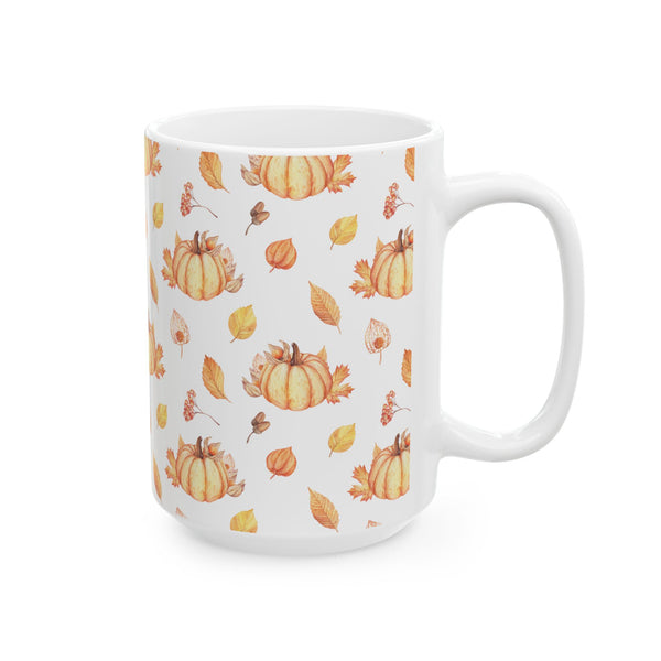 Pumpkin Coffee Mug Fall Leaves Autumn Ceramic Cup, Dishwasher & Microwave Safe