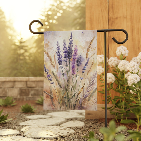 Lavender Wheat Garden Flag & Porch Banner Farmhouse Floral Yard Decor Art