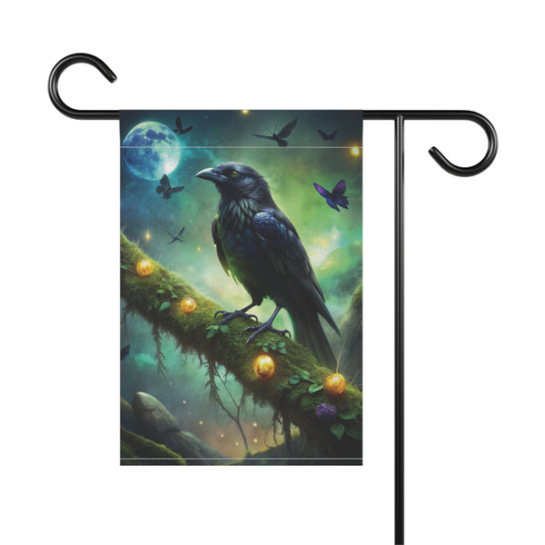 Mystic Raven Moon Garden Flag & Porch Banner Gothic Fantasy Yard Decor