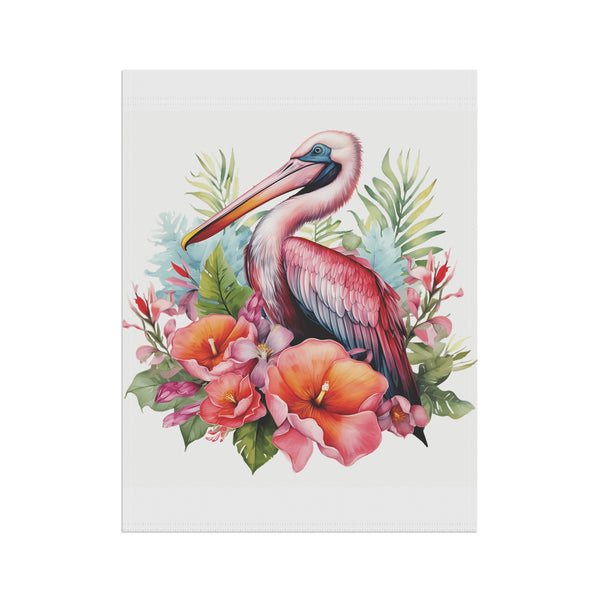 Tropical Pelican Hibiscus Garden Flag & Porch Banner Coastal Decor Yard Art