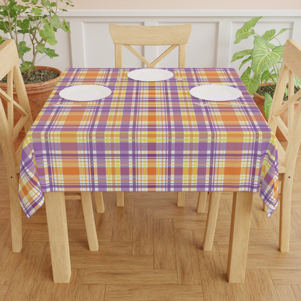 Orange Purple Plaid Tablecloth Décor Party Home Table Covering