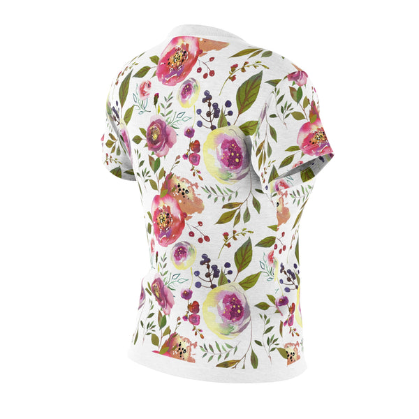 Tea Rose Women's Cut & Sew Tee (AOP) Pink Flower Shirt for Women