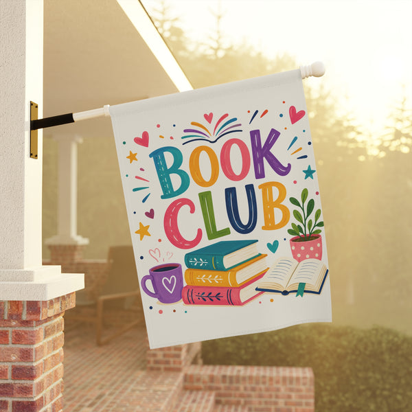 Colorful Books Garden Flag House Banner Book Club Meeting Yard Sign Art
