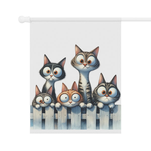 Cute Kittens on Fence Garden Flag & Porch Banner Cat Yard Decor Art