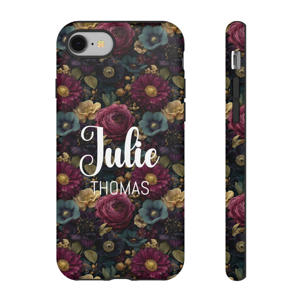 Personalized Flower Phone Case Custom Name Cover iPhone Samsung Google Gift