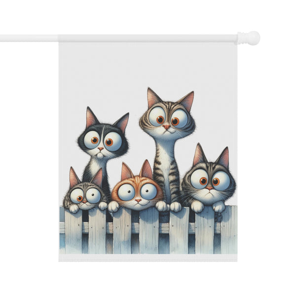 Cute Kittens on Fence Garden Flag & Porch Banner Cat Yard Decor Art