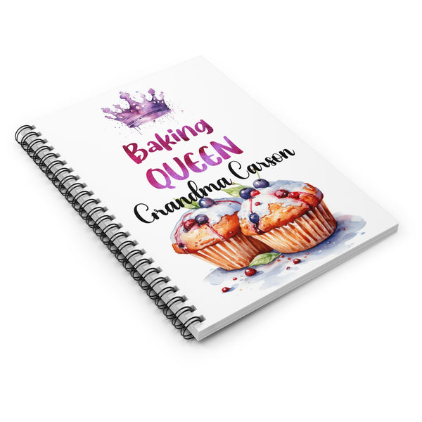 Personalized Baking Recipe Journal Spiral Notebook | Ruled Grandma Gift