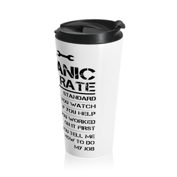 Gifts for Gearheads Funny Mechanic Rates Stainless Steel Travel Mug 15 oz with Lid