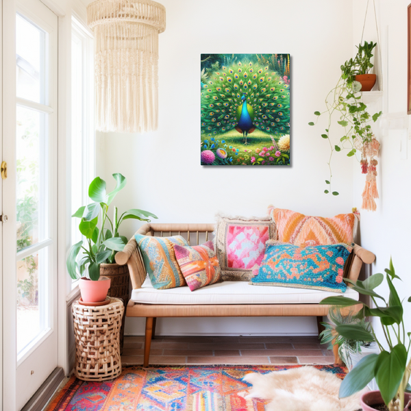 Gift for Gardeners Peacock 8x10 Kitchen Sign Canvas Gallery Wrap