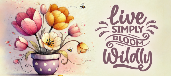 Live Simply Bloom Wildly Inspirational Glossy Sticker | Handmade Floral Motivation Decal | 3.5 x 1.75 Inch