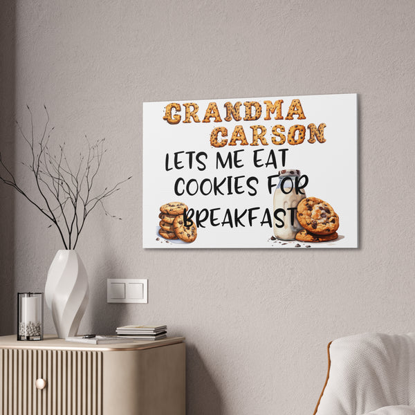 Gifts for Grandma Personalized Cookie for Breakfast Sign Canvas Home Decor